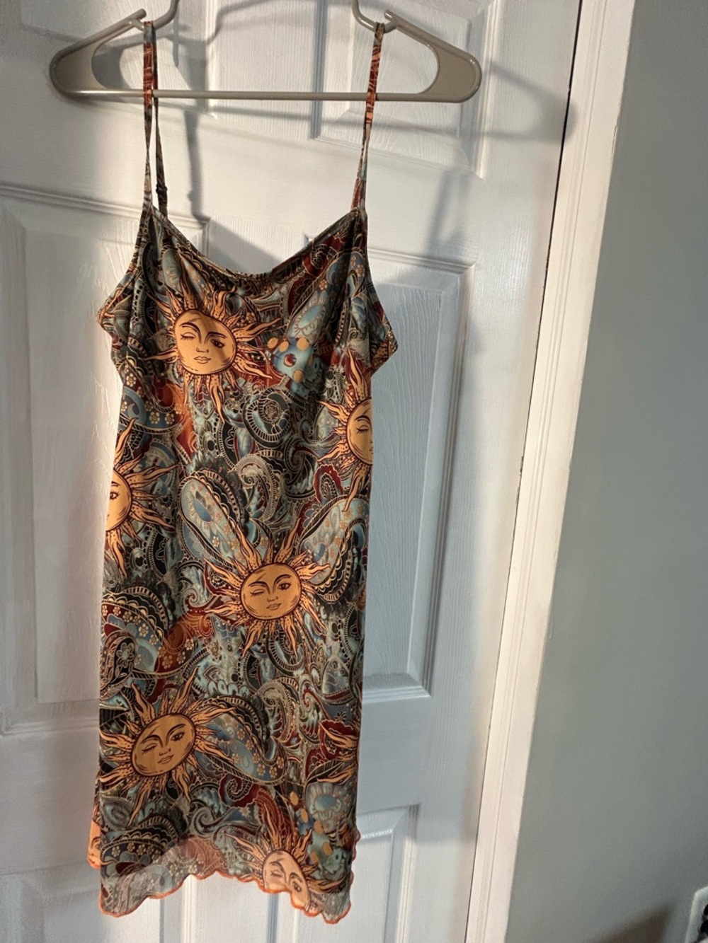 Sun Motif Slip Dress in Multi-Color